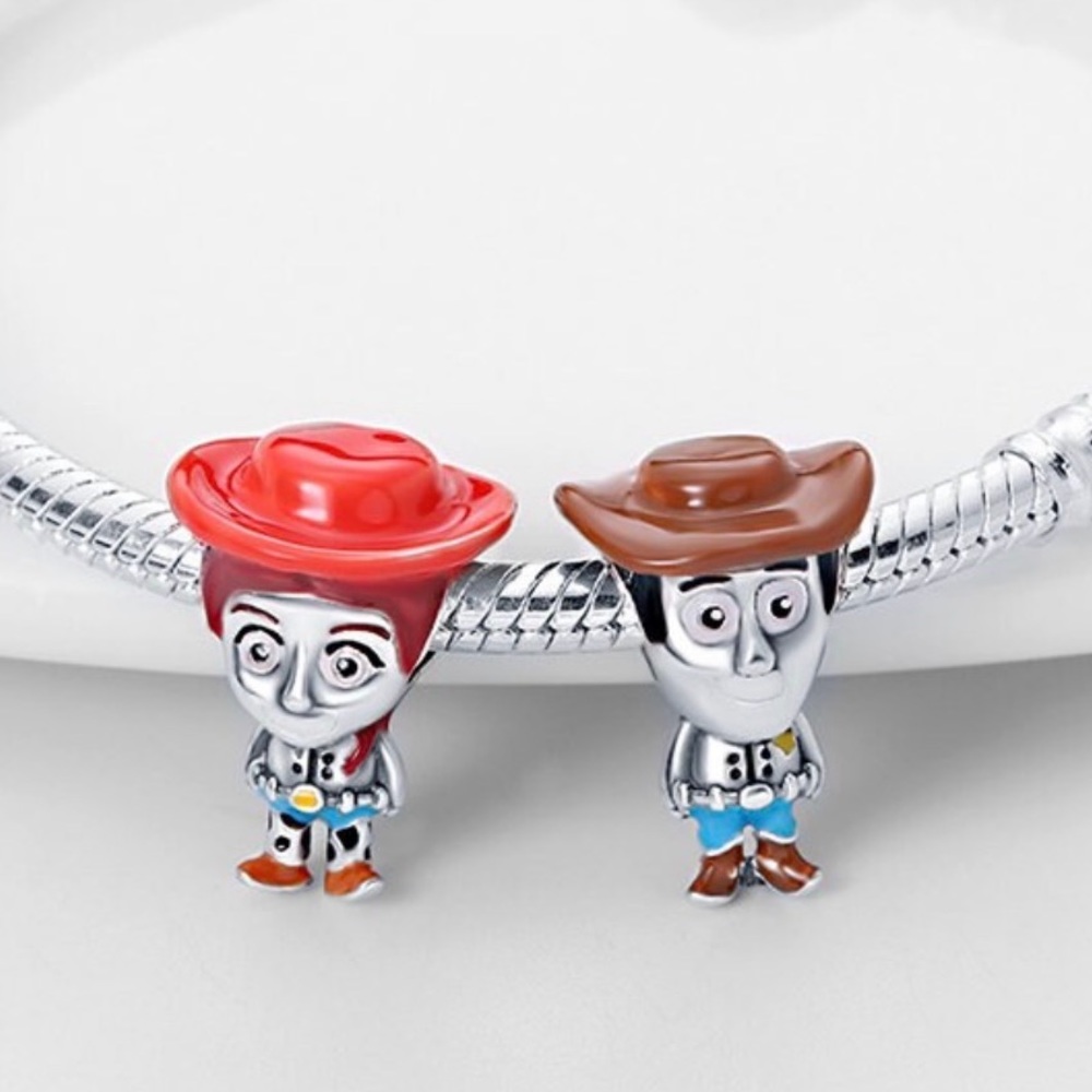 Cartoon Cowboy Cowgirl Charm S925 Sterling Silver, Cowboy Cowgirl Jewelry